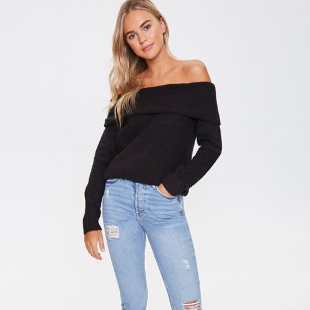 SALE!!  Chic black off the shoulder sweater